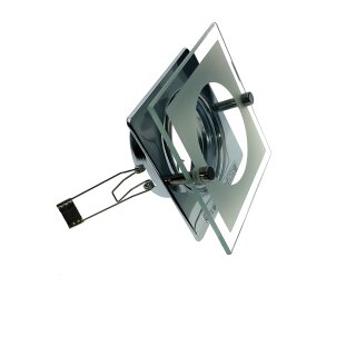 Design Einbaustrahler mit Deko-Glasscheibe Chrom eckig