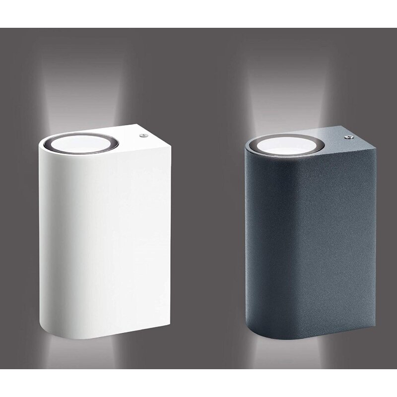 Wand Rund Alu Up & Down Wandlampe in Rund weiß matt mit je 2x GU10 Fassung geei ...
