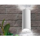8010-RW IP44 LED Alu Up & Down Wandlampe in Rund weiß matt mit je 2x GU10 Fassung geeignet für LED Leuchtmittel als innen & außen Beleuchtung, Außenwandleuchte, Außenstrahler, Wandstrahler