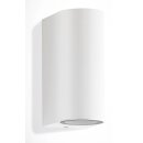 8010-RW IP44 LED Alu Up & Down Wandlampe in Rund weiß matt mit je 2x GU10 Fassung geeignet für LED Leuchtmittel als innen & außen Beleuchtung, Außenwandleuchte, Außenstrahler, Wandstrahler