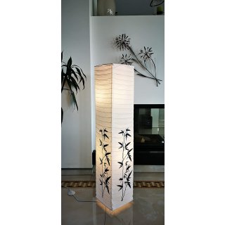 Reispapierlampe Korea weiß mit floralem Muster
