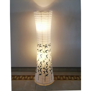 Reispapierlampe Peking weiß mit floralem Muster