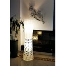 Reispapierlampe "Peking" weiß mit floralem Muster