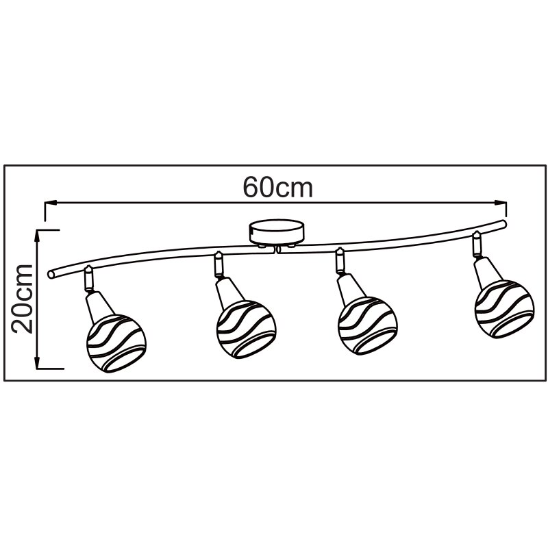 Trango Deckenleuchte 4-flg. Edelstahl – Schwenkbare Spots, Mit Dimmbaren LED & Rauchigen Glasschirmen