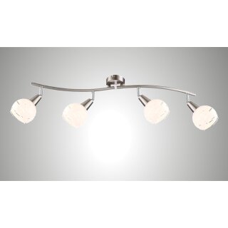 4-flammig 1001-42D LED Deckenleuchte *OLIVIA* inkl. 4x 3-Stufen dimmbar LED Leuchtmittel 3000K warmweiß I Deckenlampe in Edelstahl-Optik mit Design Gläsern, Deckenstrahler, Wohnzimmer Lampe, Spots schwenkbar