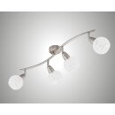 4-flammig 1001-42D LED Deckenleuchte *OLIVIA* inkl. 4x 3-Stufen dimmbar LED Leuchtmittel 3000K warmweiß I Deckenlampe in Edelstahl-Optik mit Design Gläsern, Deckenstrahler, Wohnzimmer Lampe, Spots schwenkbar