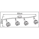 4-flammig 1001-42D LED Deckenleuchte *OLIVIA* inkl. 4x 3-Stufen dimmbar LED Leuchtmittel 3000K warmweiß I Deckenlampe in Edelstahl-Optik mit Design Gläsern, Deckenstrahler, Wohnzimmer Lampe, Spots schwenkbar