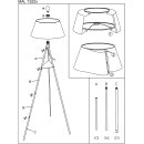 Tripod Stehleuchte *BROWNIE* mit Lampenschirm aus braunem Stoff inkl. LED Leuchtmittel
