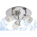 3-flammige IP44 Deckenleuchte *RONNY* mit Glaslampenschirm in Chrom-Optik Rondell, Deckenstrahler inkl. 3x 3 Watt GU10 LED