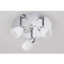 3-flammige LED Deckenstrahler *ISLA* Deckenleuchte mit Glaslampenschirm in Chrom-Optik Rondell