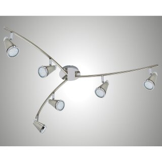 LED Deckenleuchte dimmbar in 3 Stufen nickel matt modern & chic 6-flammig