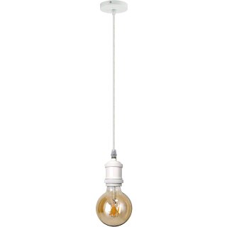 Lampenhalterung *JACOB* weiß inkl. E27 LED Leuchtmittel Vintage GOLD