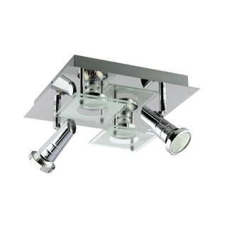 4-flammig 3089SD LED Deckenleuchte *ROSIE* in Eckig Chrom-Optik incl. 4x 5 Watt 3-Stufen dimmbaren GU10 LED Leuchtmittel I Deckenlampe I Deckenstrahler I Deckenspots I Wohnzimmer Lampe schwenkbar und drehbar