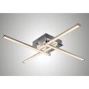 LED Deckenleuchte *STRAIGHT* 4-flammig  4x 5 Watt LED Modul 3000K warm-weiß Nickel matt & Chrom