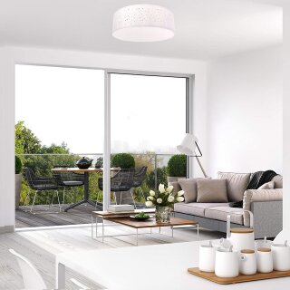 Deckenlampe *WEISS* 2x E27 Fassung 380mm Stoffbezug
