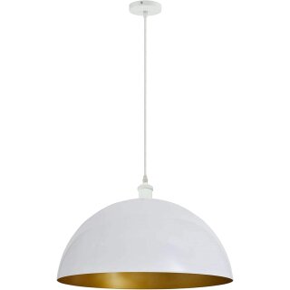 Retro Pendelleuchte mit E27 Fassung Schirm weiß gold inkl. 4 Watt LED Leuchtmittel