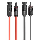 TRANGO 2er Set je 2m in Rot & Schwarz ST-0113-2M*RS Verlängerung Solarkabel 6mm² Solarpanel Verbindungskabel Solarstecker, Spannung 1500V IP68 Wasserdicht Solarmodul Verlängerungskabel