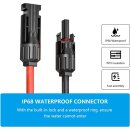 TRANGO 2er Set je 2m in Rot & Schwarz ST-0113-2M*RS Verlängerung Solarkabel 6mm² Solarpanel Verbindungskabel Solarstecker, Spannung 1500V IP68 Wasserdicht Solarmodul Verlängerungskabel