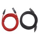 TRANGO 2er Set je 5m in Rot & Schwarz ST-0115-5M*RS Verlängerung Solarkabel 6mm² Solarpanel Verbindungskabel Solarstecker, Spannung 1500V IP68 Wasserdicht Solarmodul Verlängerungskabel