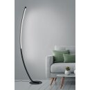 Trango 1525A Stufenlos dimmbar Stehlampe in Anthrazit-Optikt 15 Watt – 1300 Lumen – 3000K warmweiß LED Modul Serie *ARC* Höhe: 150cm Standlampe - Wohnzimmer Leuchte mit weißes satiniertes Lampenschirm