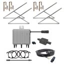 BK10 Plug & Play Balkonkraftwerk für eckig Balkongelände inkl. 800W Wechselrichter, 2x 400W Solarmodul, 3m Kabel mit Stecker, 2x Vario Montage Set & 4x Rund-Haken