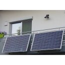 TRANGO ST-0005R Balkonkraftwerk Solarmodul ALU-Halterung inkl. 2x Edelstahl-Haken für runde Balkongelände, Flachdach, Wand, Universal-Aufsteller bis 114cm Panel Breite 425W Winkel bis 45° verstellbar