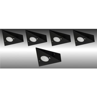 5er Set LED-Unterbauleuchte in matt-Schwarz 4,8 Watt LED Modul 3000K warmweiß