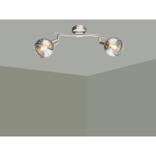 Trango Deckenleuchte 4-flg. Edelstahl – Schwenkbare Spots, Mit Dimmbaren LED & Rauchigen Glasschirmen