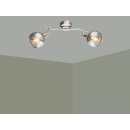 TRANGO 2-flg. 1010-28SD Edelstahl-Optik Deckenleuchte schwenkbar *WOW* inkl. 2x 3-Stufen dimmbar LED-Leuchtmittel 3000K warmweiß