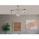 TRANGO 3-flg. 1010-38SD Edelstahl-Optik Deckenleuchte schwenkbar *WOW* inkl. 3x 3-Stufen dimmbar LED-Leuchtmittel 3000K warmweiß Deckenlampe mit Design rauchigen Glasschirmen