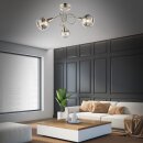TRANGO 3-flg. 1010-38SD Edelstahl-Optik Deckenleuchte schwenkbar *WOW* inkl. 3x 3-Stufen dimmbar LED-Leuchtmittel 3000K warmweiß Deckenlampe mit Design rauchigen Glasschirmen