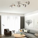 TRANGO 5-flg. 1010-58SD Edelstahl-Optik Deckenleuchte schwenkbar *WOW* inkl. 5x 3-Stufen dimmbar LED-Leuchtmittel 3000K warmweiß Deckenlampe mit Design rauchigen Glasschirmen