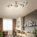 TRANGO 5-flg. 1010-58SD Edelstahl-Optik Deckenleuchte schwenkbar *WOW* inkl. 5x 3-Stufen dimmbar LED-Leuchtmittel 3000K warmweiß Deckenlampe mit Design rauchigen Glasschirmen