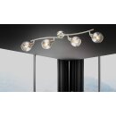 TRANGO 4-flammig 1010-48SD LED-Deckenleuchte *WOW* inkl. 4x 3-Stufen dimmbar LED-Leuchtmittel 3000K warmweiß I Deckenlampe in Edelstahl-Optik mit Design rauchigen Glaslampenschirmen, Deckenstrahler, Wohnzimmer Lampe, Spots schwenkbar
