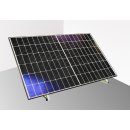 Schwarz-Aluminium Solarmodul Halterung bis 114cm Modulbreite für Flachdach, Wand, Wohnmobil, Universal-Aufstelle 100W bis 425W Neigungswinkel bis 45° Solarpanel Befestigung verstellbar