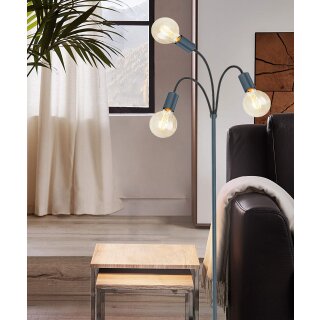 Trango 3-flg 1531A-SD Stehlampe Anthrazit-matt *EARTH* inkl. 3x 4W 3-Stufen dimmbar E27 LED Leuchtmittel 2500K Gold-warmweiß ca. H1550mm 3 Lampenarmen schwenkbar Stehleuchte, Bürolampe, Standlampe