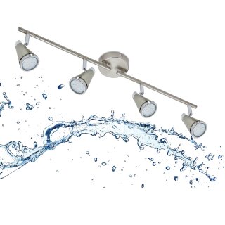 TRANGO 4-flammig 1009-42 LED Badleuchte IP44 Bad Deckenleuchte in Nickel matt & Chrom, Flurlampe, WC Lampe, Deckenlampe inkl. 4x 5 W GU10 LED Leuchtmittel Spots schwenkbar