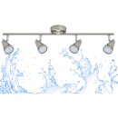 TRANGO 4-flammig 1009-42 LED Badleuchte IP44 Bad Deckenleuchte in Nickel matt & Chrom, Flurlampe, WC Lampe, Deckenlampe inkl. 4x 5 W GU10 LED Leuchtmittel Spots schwenkbar