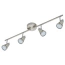 TRANGO 4-flammig 1009-42 LED Badleuchte IP44 Bad Deckenleuchte in Nickel matt & Chrom, Flurlampe, WC Lampe, Deckenlampe inkl. 4x 5 W GU10 LED Leuchtmittel Spots schwenkbar