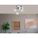 Trango 3-flammige IP44 Deckenleuchte inkl. 3x 3-Stufen dimmbar LED Leuchtmittel 6000K kaltweiß *RONNY* mit Glaslampenschirm in Chrom-Optik Rondell, Deckenstrahler