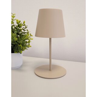 IP44 Tischleuchte akkubetrieben beige dimmbar warm-weiß