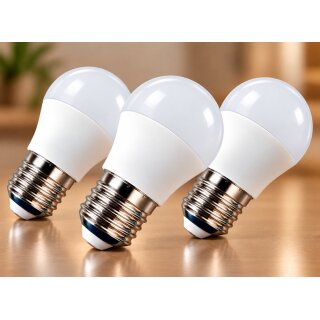 3er Pack LED Kugel-Globe Birne 5 Watt - 450 Lumen 3000K warmweiß mit E27 Fassung - Abstrahlwinkel 120°