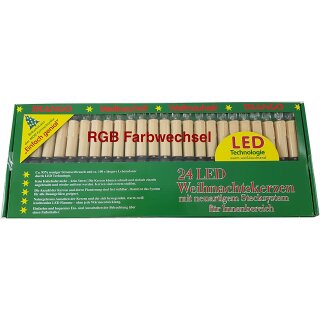 Trango 24 LED-Christbaumkerzen Mit RGB Farbwechsel – Stecksystem, Flackernd, Für Innen, Inkl. Fußschalter