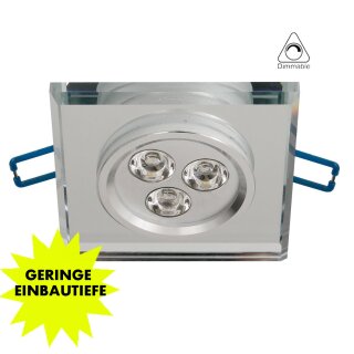 Design Glas Einbaustrahler mit LED Modul 3x2 Watt