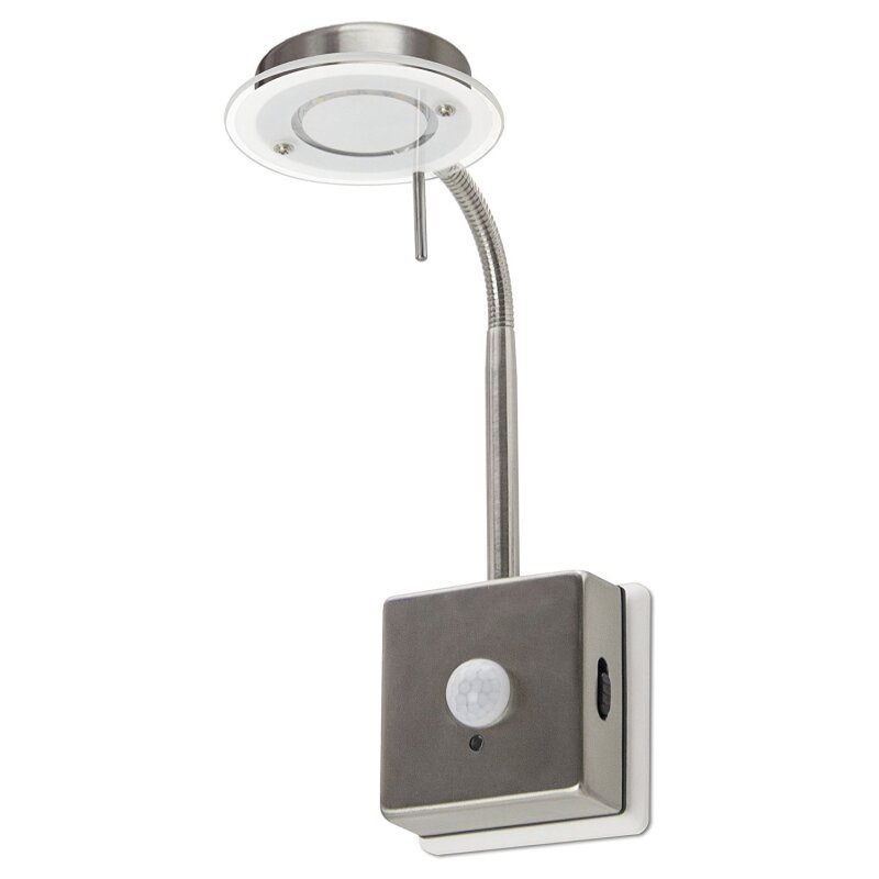 LED Steckerleuchte Nachtlicht mit Bewegungssensor im Edelstahl-Look d